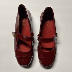Vozpfui Women's Red Mary Jane Shoes Low Heel Size EU38/US 7.5